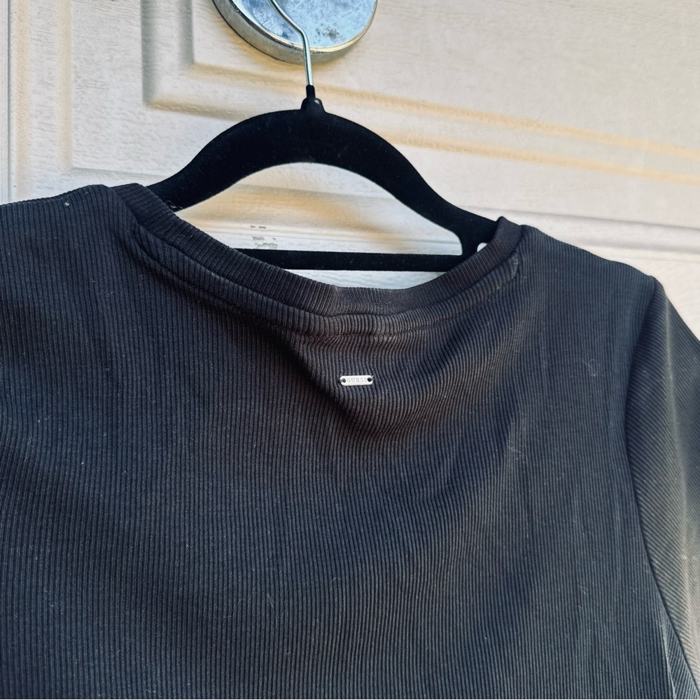 Guess Black Ruched Short Sleeve Baby Tee - Picture 5 of 8